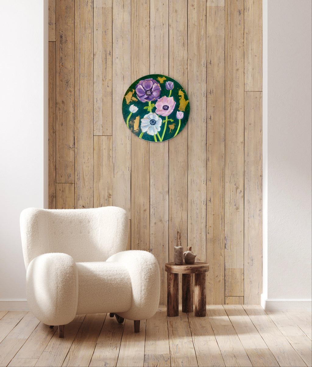 Pintura floral texturizada original